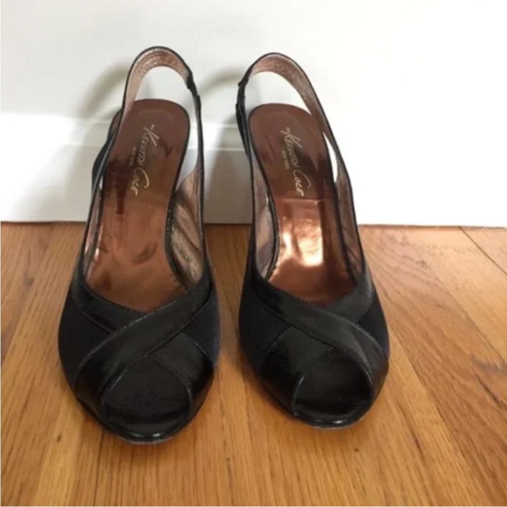 Black Peep Toe Slingback Kenneth Cole Heels [Size 9]